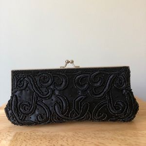 Black Sequined Clutch/Purse with Hot Pink Interior